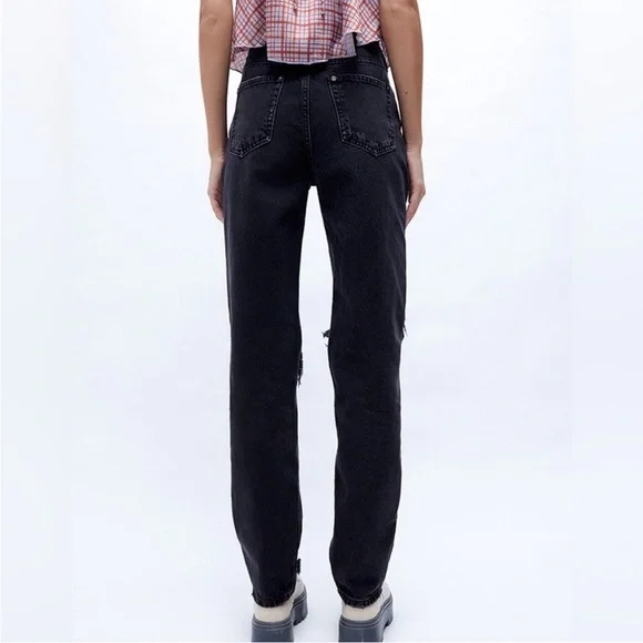 We The Free 24 Jeans Lasso distressed in washed black high rise Free People NWT - Picture 3 of 13